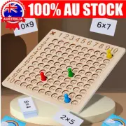 Wooden Math Montessori Multiplication Game Board with 100 Flash Cards and 2 Dice