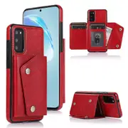 S20 Plus Wallet Back Cover PU Leather Case With Card Holder Phone Case - Red