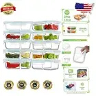 Stylish 2 Compartment Glass Meal Prep Containers - 10 Pack for Versatile Use