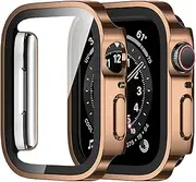 Amizee 2 Pack Compatible with Apple Watch Case 40mm Series 6/5/4/SE with Built-in Screen Protector, Hard PC Straight Edge Ultra-Thin Anti-Scratch Protective Cover for iWatch 40mm (Rose Gold/Clear)