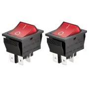 Rocker Switch ON-Off DPST 4 Terminals Red Light 16A 250VAC 2Pack