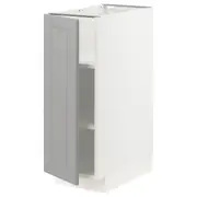 METOD base cabinet with shelves, white/Bodbyn grey, 30x60x80 cm