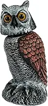 Fake Owl Decoy With 360° Swivel Head - Lifelike Bird Deterrent Statue - Plastic Scarecrow to Frighten Birds