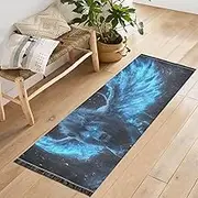 XYMZR Lion Wings Blue Washable Runner Rug 2’ x 6’ Non-Slip Runner Rug for Hallways Entryway Bedroom Living Room Floor Carpet - Soft Thin Mat for Family Pet