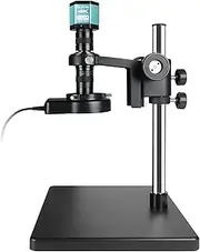 [RUZIZAO] Digital Microscope for Soldering & Electronics Repair, 150X HD Lens, Adjustable Ring Light, Type-C/HDMI Interface, 4K HD Quality Industrial Microscope with Large Stable Base Stand