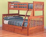 Awesome Single Over Double (Trio) Bunk Bed With Matching Single Storage Trundle Bed - Teak