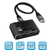 3 Ports HDMI Multi Display Auto Switch Hub 8K Splitter 1080P Cable HD TV Adapter