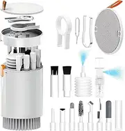 Laptop Phone Screen Cleaner Kit, 20-in-1 Keyboard Cleaning Kit with Retractable Big Brush, Portable Electronic Device Clean Tool for Camera PC Monitor Earbud TV Tablet Car Screens,White