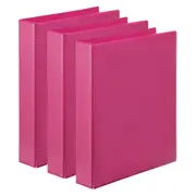 3x Marbig PP Clearview 4 D-Ring 50mm A4 Insert Binder File Paper Organiser Pink