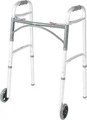 Deluxe Two Button Folding Walker with 5-Inch Wheels