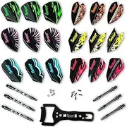 IgnatGames Dart Flights and Accessories - Sets of Different Shape Darts Flights and Flights Protectors, Darts Accessories Kit