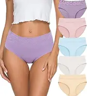 [ALTHEANRAY] Womens Underwear Cotton Panties for Women Bikini Underwear Soft Hipster Lace Breathable Ladies Briefs Pack of 5