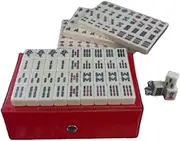 Mahjong Set MahJongg Tile Set Chinese Mahjong Home Traditional Chinese Version Mahjong Game Set with Box Chinese Mah Jongg Set