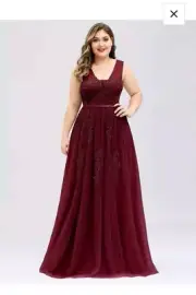 Ever Pretty Maxi Plus Size 20 Tulle Formal Evening Gown Bridesmaids Dress Wine