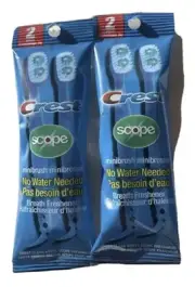 Crest Scope Mini Brushes-Disposable Toothbrushes with Toothpaste 2 x 2 packs