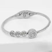 Women's 6.5" Stainless Steel CZ Tree of Life Bangle Bracelet High Polish BOX