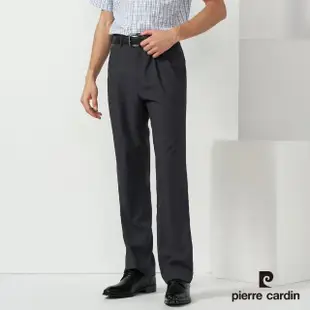 【pierre cardin 皮爾卡登】商務休閒 男款 彈性暗紋打摺西裝褲-灰色(5237811-95)