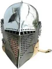 Medieval Knight T Face Barbuta Helmet Weapon Armor Rustic Vintage Home