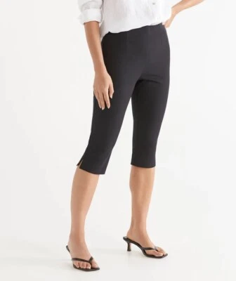 BNWT Size 14 SUSSAN Black Capri Pants, High Waisted, Slim Fit, Stretch