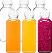 12 Oz Plastic Bottles with Caps, Juice Containers With Lids For Fridge, Reusable Juicing Bottles, Smoothie Bottle, Empty Plastic Juice Bottles, Drink Containers With Lids, Clear Bottles 6 Pack