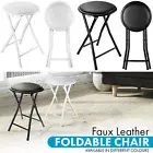 Round Folding Padded Stool Office Kitchen Breakfast Stools Metal Frame White