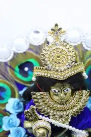 Laddu Gopal Handmade Golden Mukut, Necklace, Bangles, Flute (4-5 Size)Krishna Ji