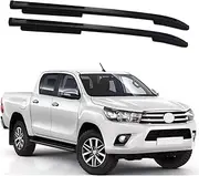 2Pcs Aluminium Black Roof Rail Rack Side Roof Rail Bars Compatible for Hilux Revo 2015-2019