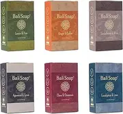 [Bali Soap] Masculine Collection Natural Soap Bar Gift Set, 6 pc Variety Pack, Lemon-Pine, Ginger-Coffee, Sandalwood-Mint, Agarwood-Spice, Clove-Cinnamon, Eucalyptus-Lime 100g each
