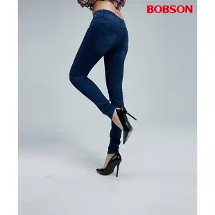 BOBSON 女款優質觸感緊身深藍牛仔褲8071-53