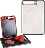 4 in 1 Thawing Mat, Fast Thaw Chopping Board, Non-Slip Defrosting Tray for Frozen Meat with Cutting Board, Thawing Pad with Knife Sharpener & Garlic Grater(1pcs White,Large)
