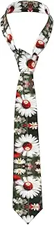[LWJUWOKL] Flower And White Daisy Men'S Silk Tie Men'S Suit Tie Fashion Tie Printed Tie Wedding Party, Black, One Size