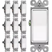 10 Pack 3-Way Decorator Light Switch, 15A 120/277V, Single Pole or Three Way, Ro