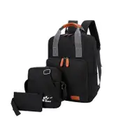 3 Pcs Backpack 21inch Laptop Bag USB Charging Anti-theft Cross body Bags Camping Travel Handbag Pen Bag BLACK COLOR
