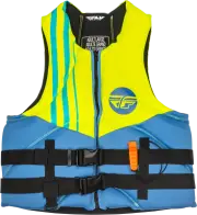 Fly Racing Mens Neoprene Floatation Vest Life Jacket Blue/Hi Vis/Teal XL