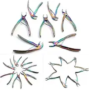 OdontoMed2011 Dental Tooth Extracting Forceps Pedo/child Extraction Forceps Dental Instrument Set, 7 Pieces, German Grade Stainless Steel Rainbow Extraction Forceps ODM