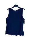 XL Crown & Ivy Navy Blue Perforated Hollow Out Smart Casual Flirty Tank Top