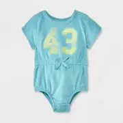 Grayson Mini Baby Girl Newborn Tie Waist Terry Bubble Romper Turquoise Blue 2458