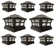 Solar Post Cap Light 8 Pcs 5x5 Solar Black Color Square Fence Post Cap Light