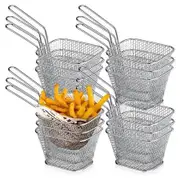 12-PC Square Fry Baskets Oil Residue Filtration with Handles Ideal for frying potatoes,onion rings,snacks
