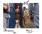 Doctor Who Autograph: LOUISE JAMESON. JOHN LEESON & ADRIENNE BURGESS Signed