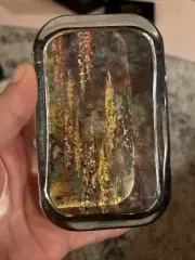 Vintage Laurel Ink Rectangle Paperweight French Crystal Autumn Trees Forest Fall