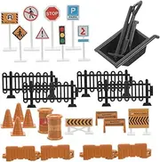 Yardwe 30pcs Educational Traffic Signs Set Road Sign Models for Enhance Awareness and Learning for Home and School Play