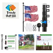 Flag Pole for Outside In Ground, 20 FT Heavy Duty Telescopic Flagpole Kit for...
