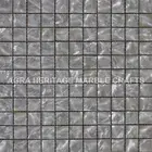 24" White Marble Coffee Table Top Mother of Pearl Mosaic Inlay Cubes Design E257