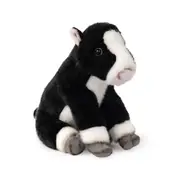 Living Nature Sitting Friesian Calf Stuffed Animal Plush Soft Toy 19cm Black 0y+