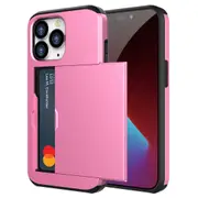 ZUSLAB iPhone 14 Pro Max Case Slide Armor Card Holder Protective Shockproof Hard Back Cover For Apple (2022) - Pink