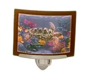 Sea Turtle Night Light - Colored Porcelain Lithophane, Decorative Wall Plug in
