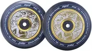 Pro Scooter Wheels 110mm Wheels One Pair Pro Stunt Scooter Wheels with ABEC-9 Bearings CNC Metal Core (2pcs) (Black PU Gold Core)