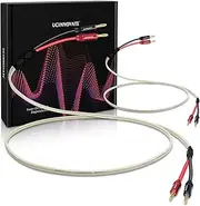 UCINNOVATE White Speaker Wire with Banana Plugs, 2 Pack 3m / 9.8FT OFC HiFi Speaker Cable with Banana Plugs, High-end 14 AWG Audio Cables with Gold-Plated Banana Plugs for Speakers Terminal Amp