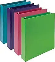 Samsill Plant-Based 1.5 Inch Durable Round Ring, Made in USA, View Binder, Eco-Friendly, USDA Certified Biobased, 4 Pack, Fashion Assortment